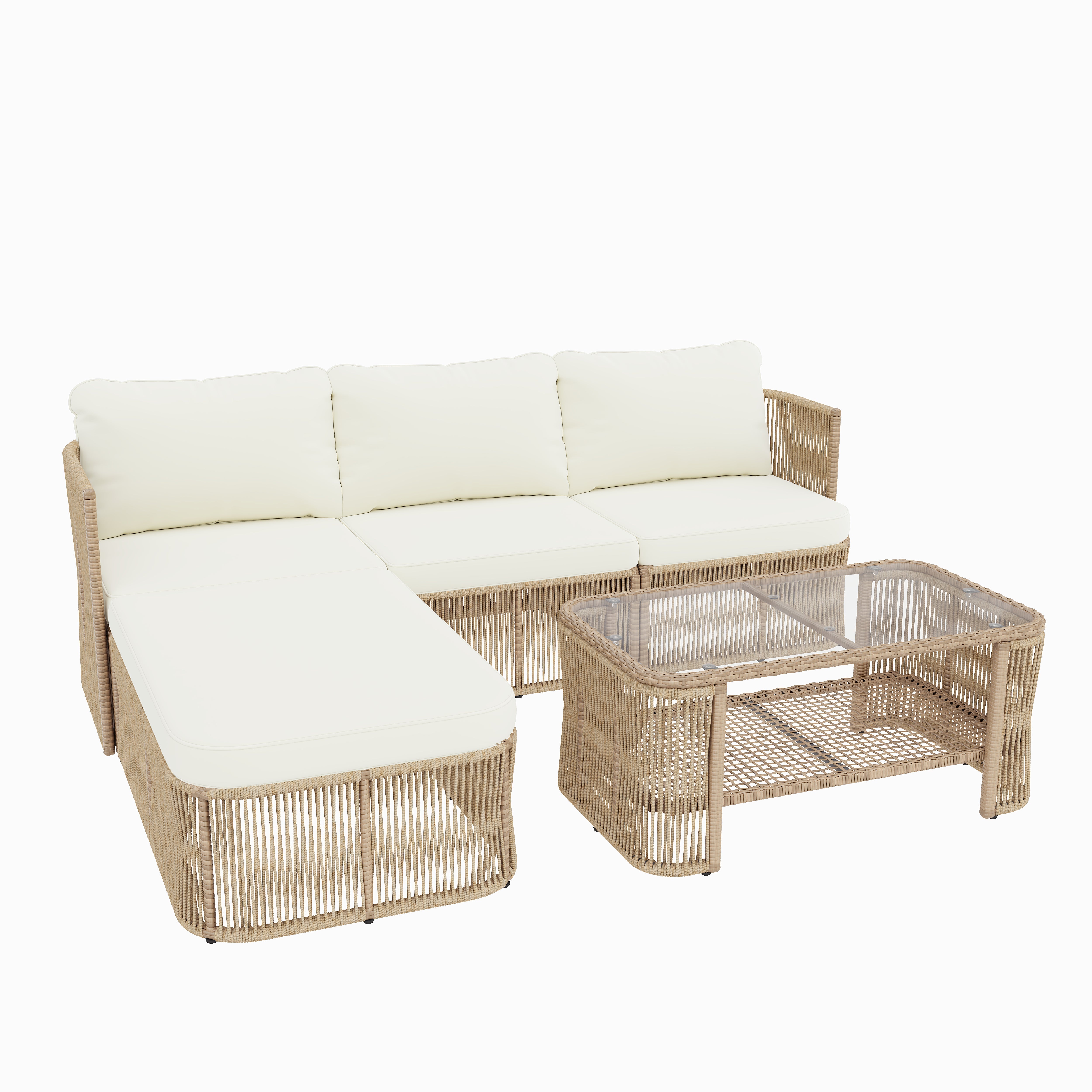 Outdoor PE Rattan Patio Furniture Set with Coffee Table