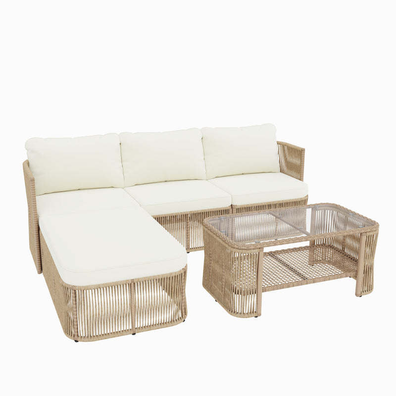 Outdoor PE Rattan Patio Furniture Set with Coffee Table