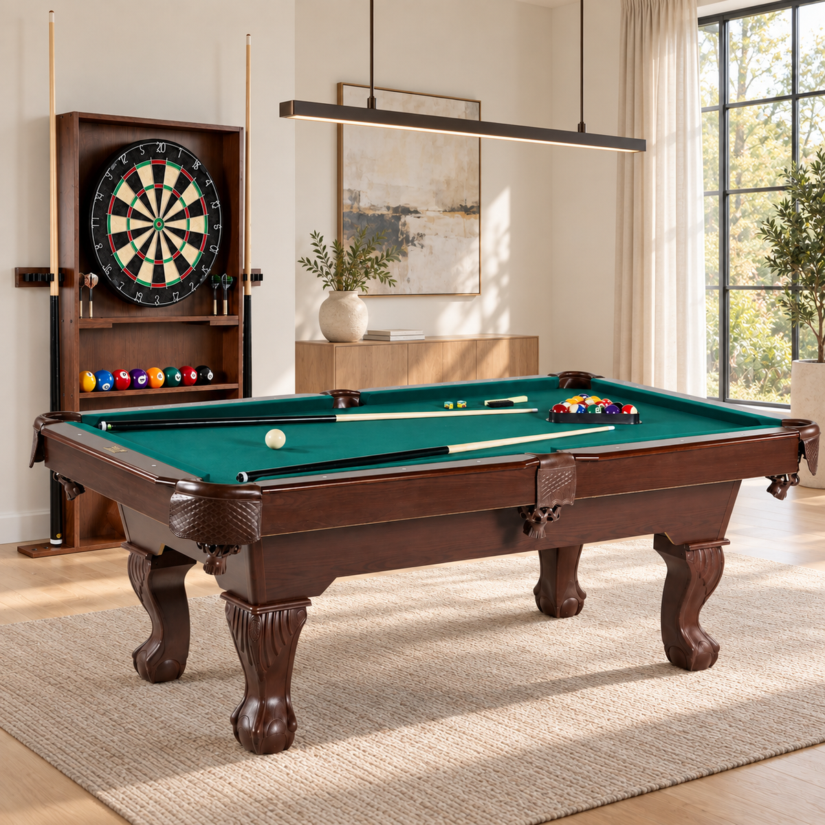 Barrington 7.5-Ft Pool Table Set with Cue Rack & Dartboard