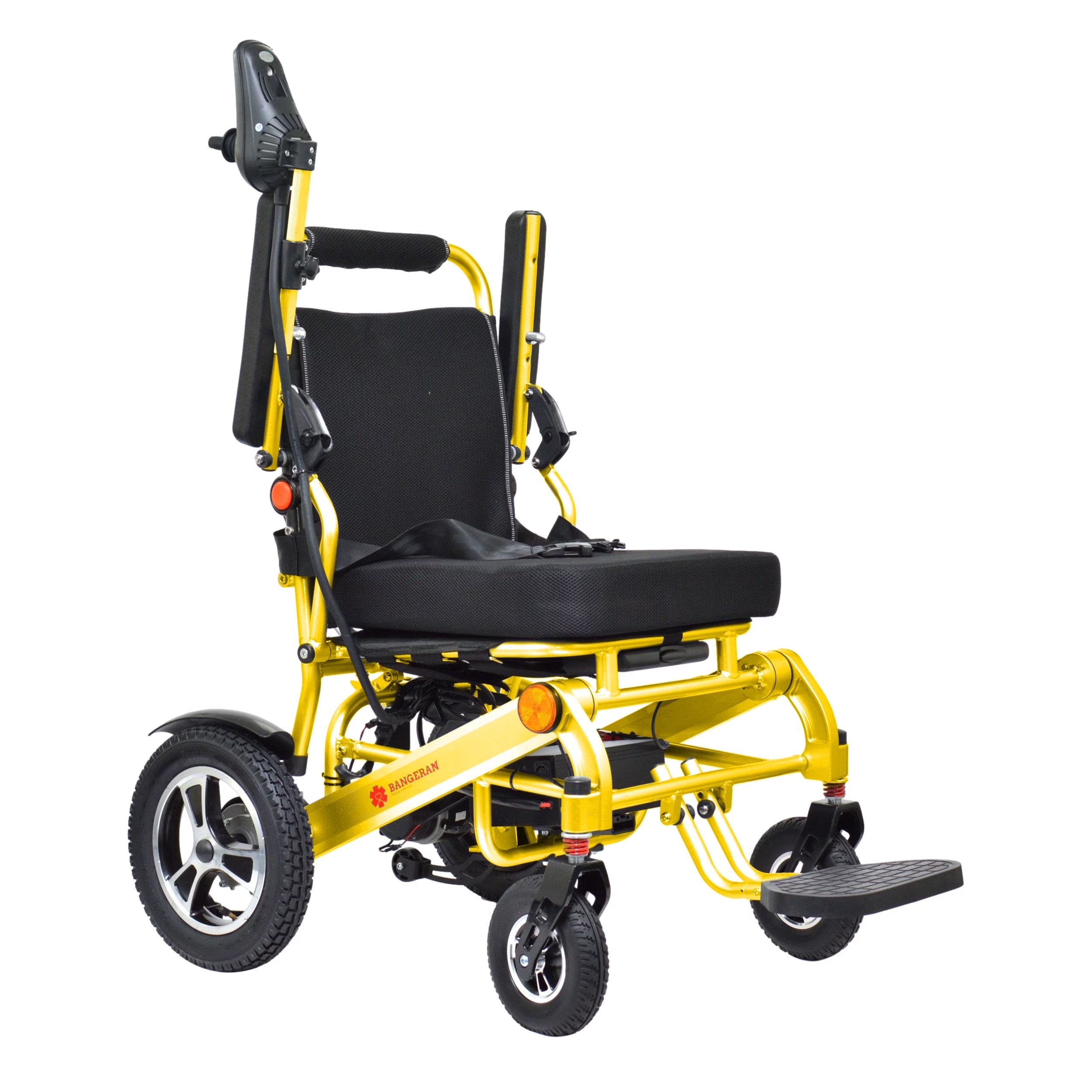Portable Foldable Electric Wheelchair for Seniors, Aluminum Alloy 265Lb Capacity by  - Gold