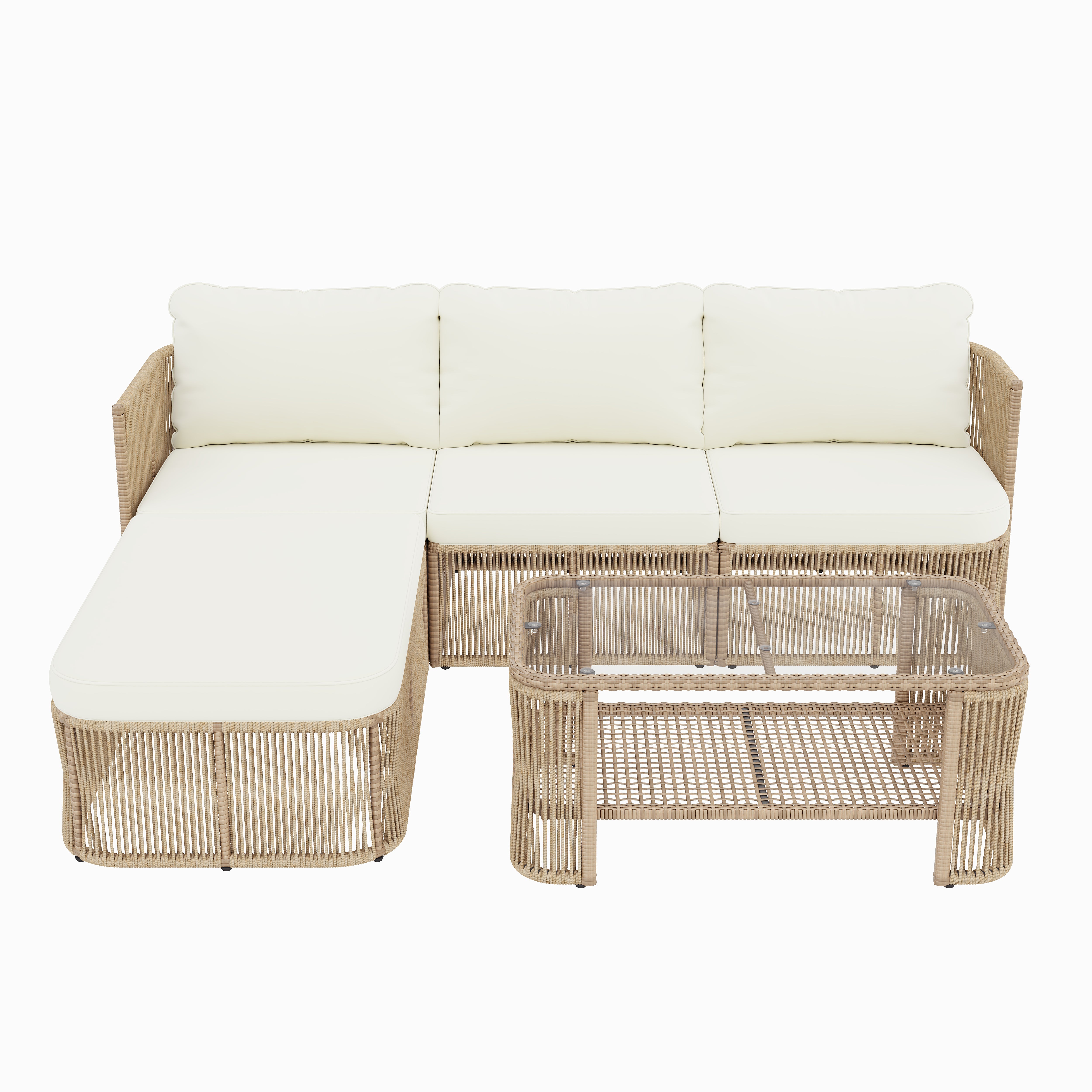 Outdoor PE Rattan Patio Furniture Set with Coffee Table