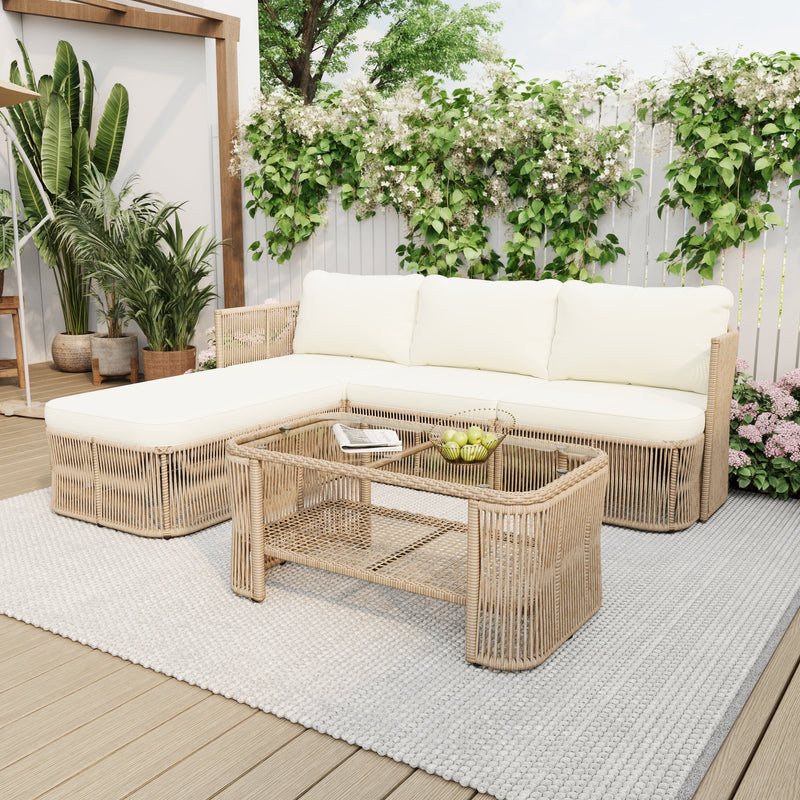Outdoor PE Rattan Patio Furniture Set with Coffee Table