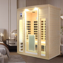 3-Person Low EMF Far Infrared Indoor Sauna with Hemlock Wood & Heated Glass Door