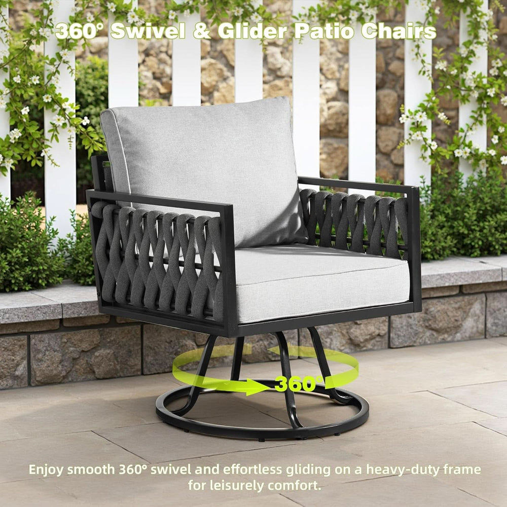 Outdoor Patio Furniture Set with Swivel Rocking Chair and Table