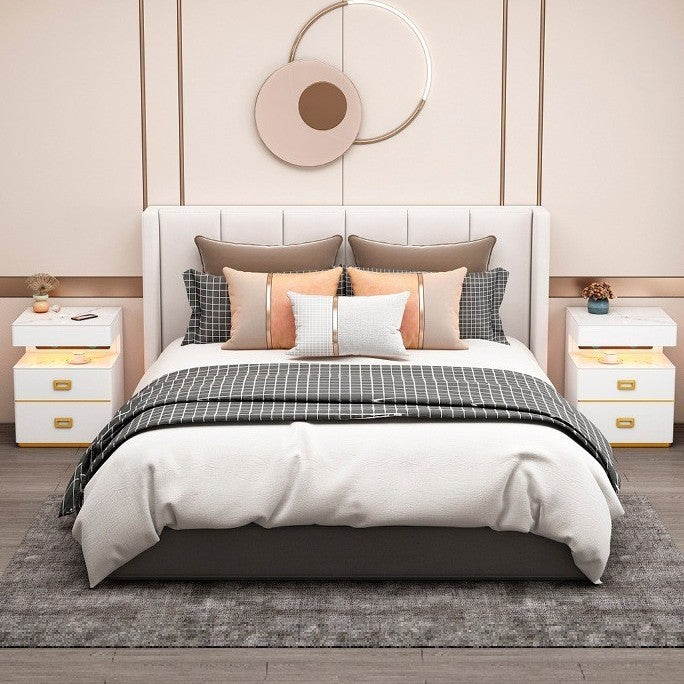 Smart Bedside Table with Speakers, Wireless Charging and Fingerprint-Lock Safe
