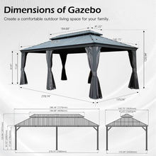 12 × 24 FT Outdoor Gazebo with Galvanized Steel Double Roof