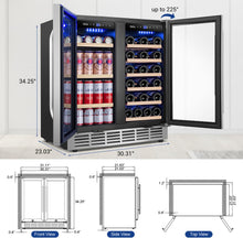 Wine and Beverage Refrigerator 30 Inch, Upgrade Dual Zone Wine Cooler, 30'' Wine Beverage Fridge Built in or Freestanding under Counter Large Capacity Glass Door Advanced Cooling System