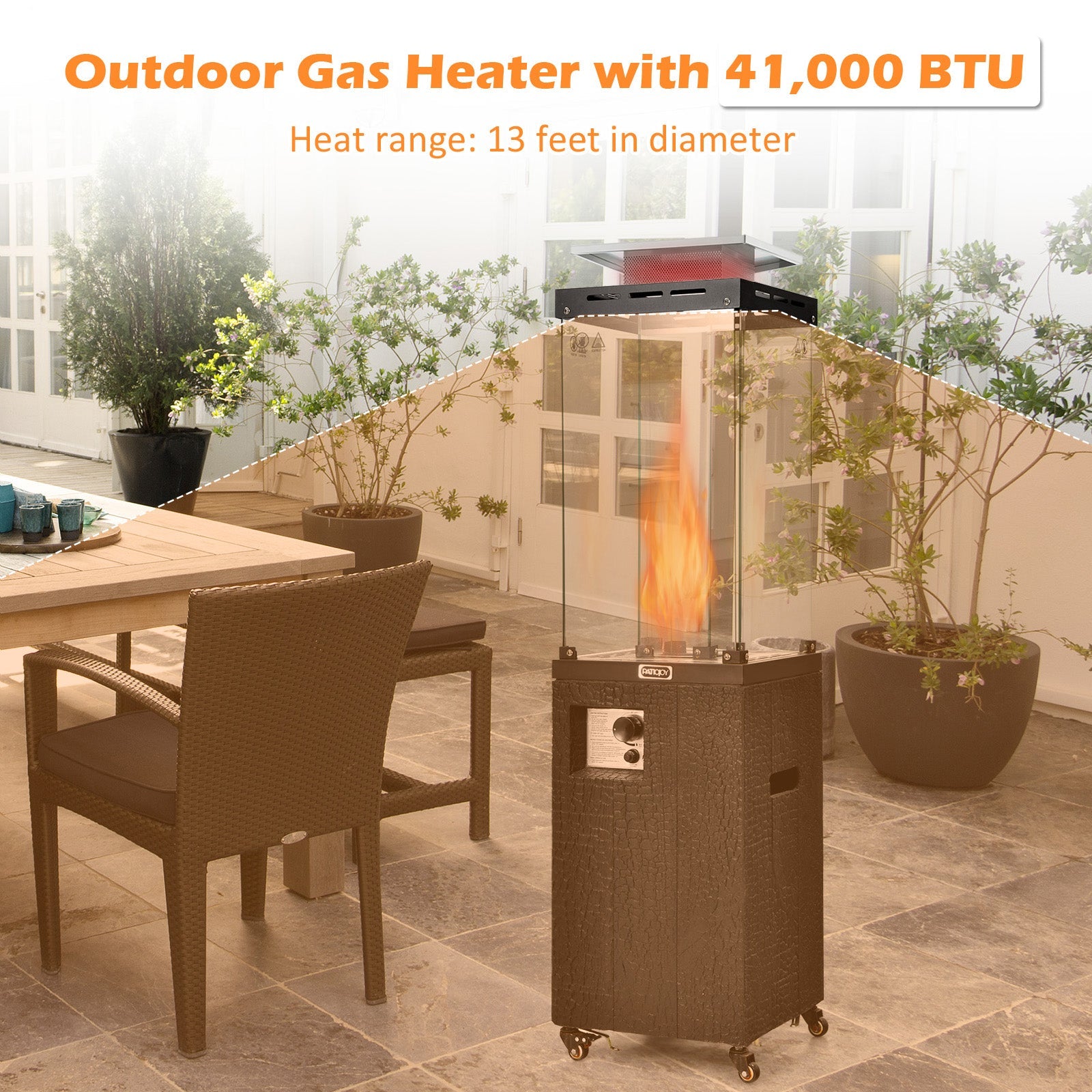 DirectDeals 41,000 BTU Propane Patio Heater with Metal Hood