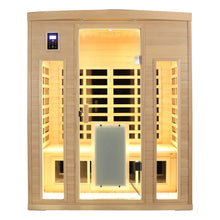 3-Person Low EMF Far Infrared Indoor Sauna with Hemlock Wood & Heated Glass Door
