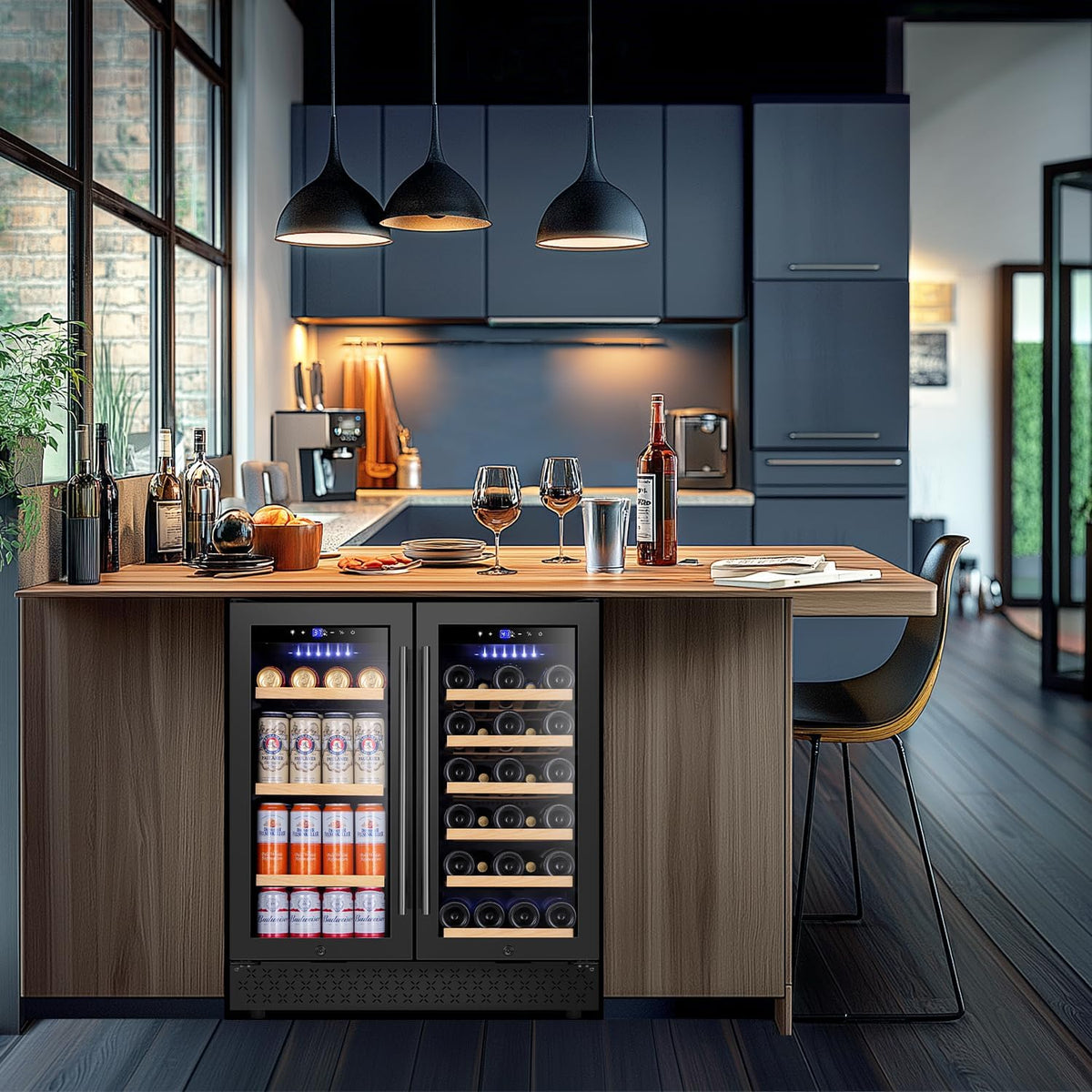30" Dual Zone Wine and Beverage Refrigerator Quiet Black
