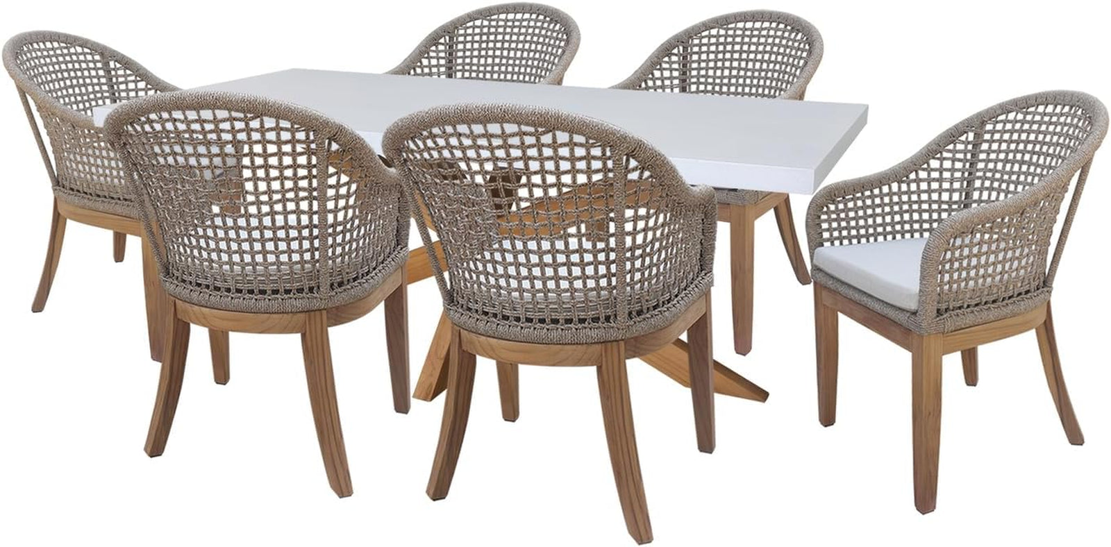 Outdoor 7 Piece Teak Patio Furniture Set with a Table and 6 Chairs