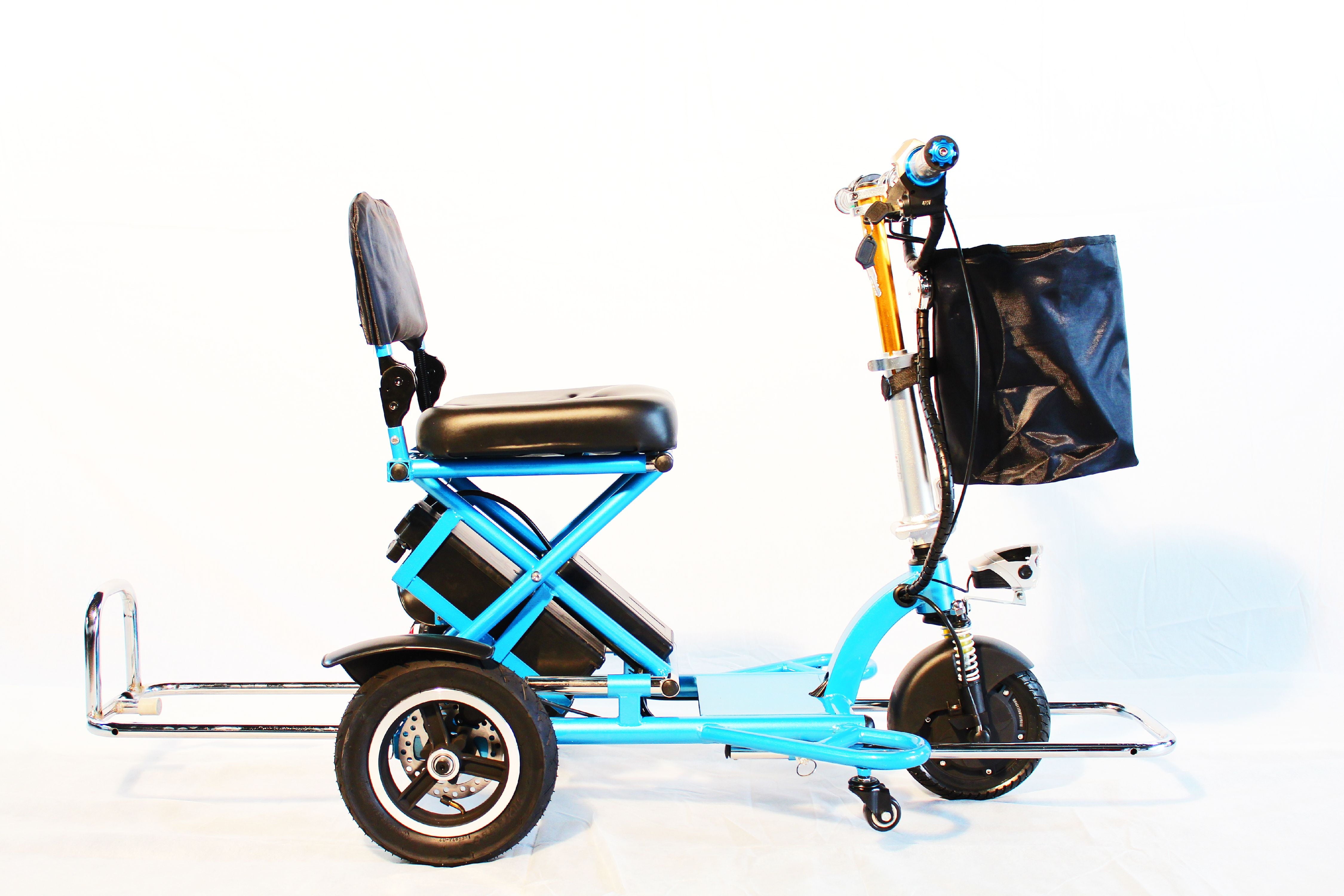 - Triaxe Sport Portable Folding Scooter - 3-Wheel - Blue -  POWER PACKAGE TM - $500 VALUE