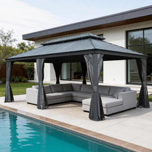 12 × 24 FT Outdoor Gazebo with Galvanized Steel Double Roof