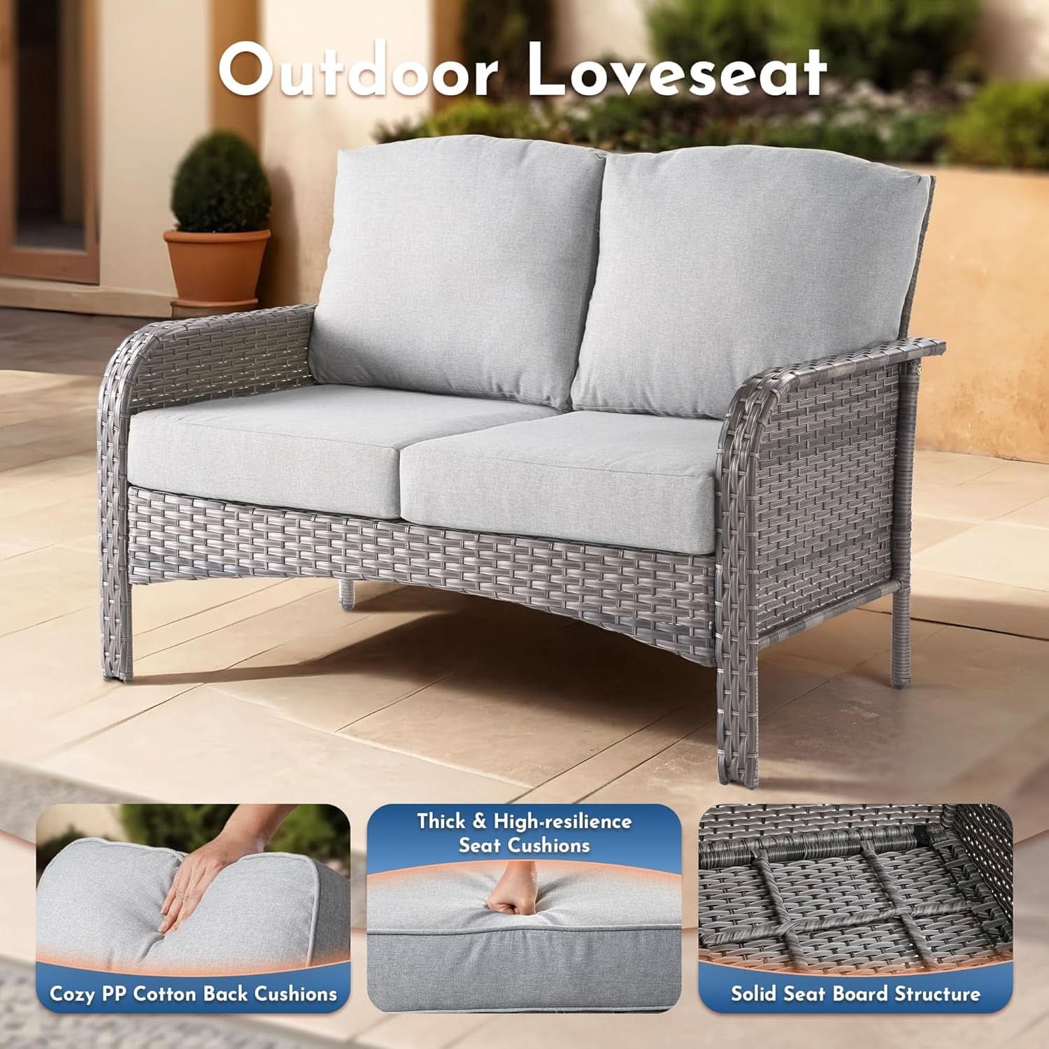 5-Piece Outdoor Patio Furniture Set with Swivel Rocker Chairs