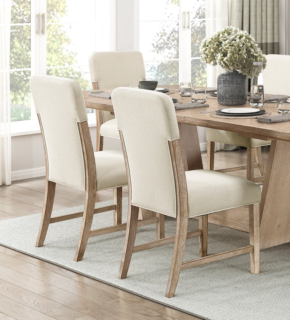 7-Piece Natural Wood Dining Set with Extendable Table