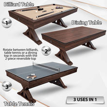 7 Ft 3 in 1 Multi Game Table, Dining Top Pool and Ping Pong Table Combo with Benches