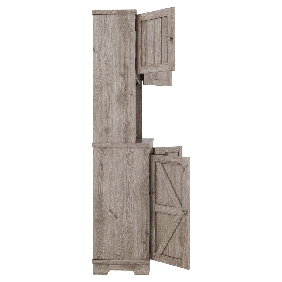Farmhouse Coffee Bar Cabinet with Wine & Glass Storage - Brown Oak