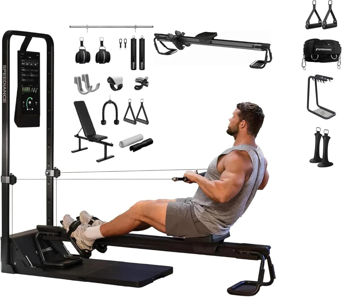 Gym Monster 2 Family plus & Smart Powergrip Handles & Weight Lifting Belt & Gym Accessories Organizer & Skiing Handles 2 Bundle