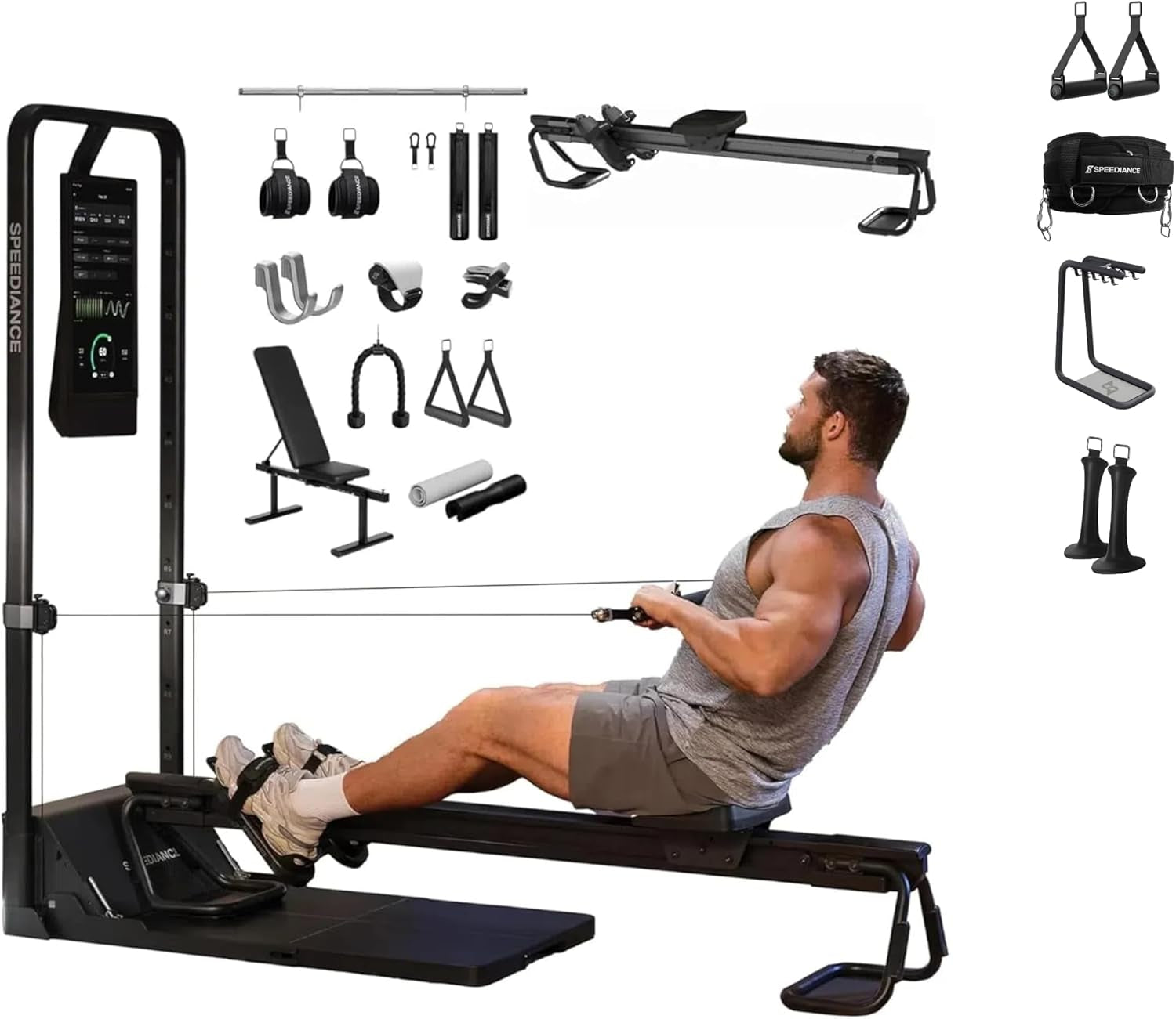 Gym Monster 2 Family plus & Smart Powergrip Handles & Weight Lifting Belt & Gym Accessories Organizer & Skiing Handles 2 Bundle
