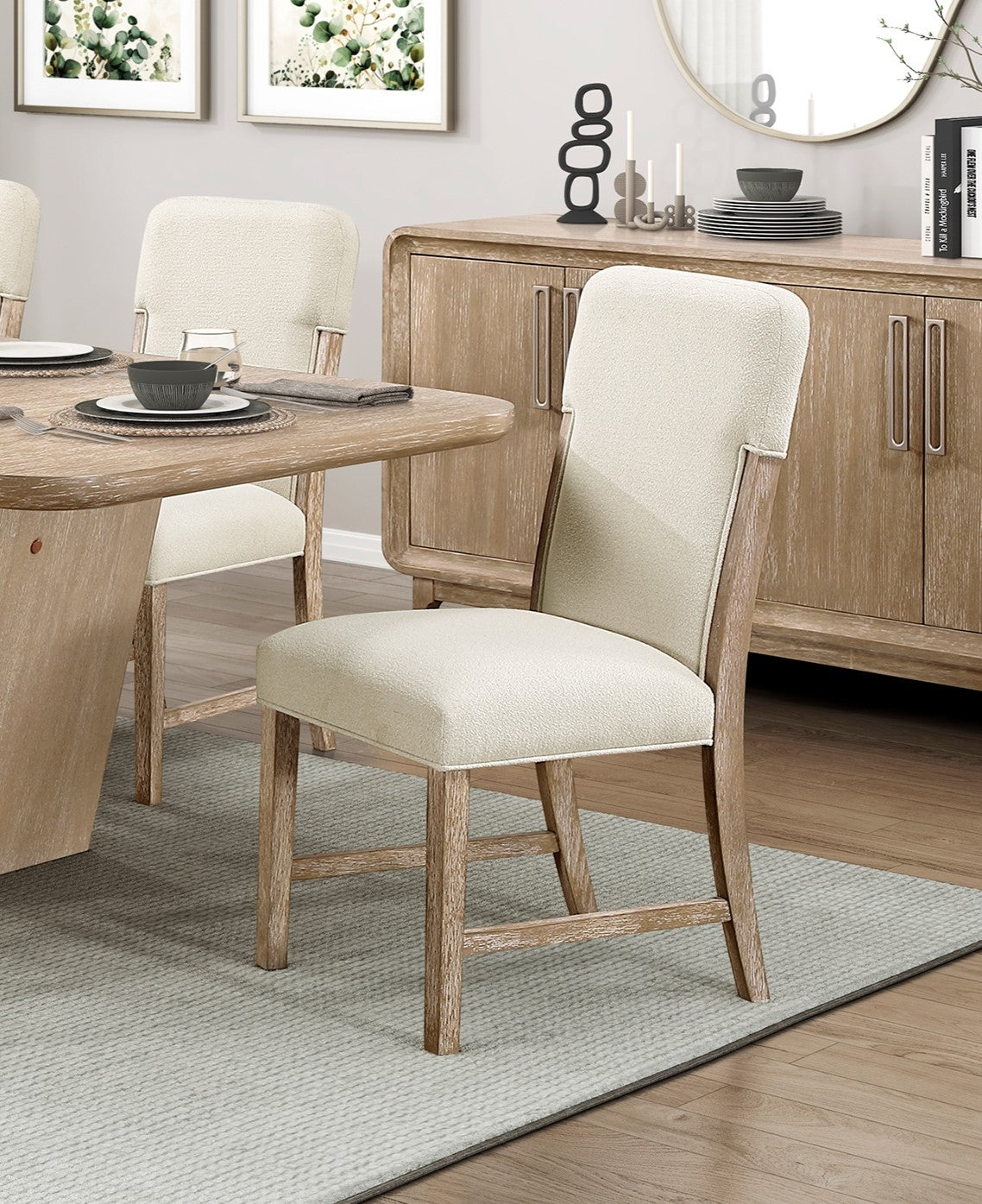 7-Piece Natural Wood Dining Set with Extendable Table
