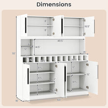 70-Inch Farmhouse Pantry Cabinet with Wine Rack