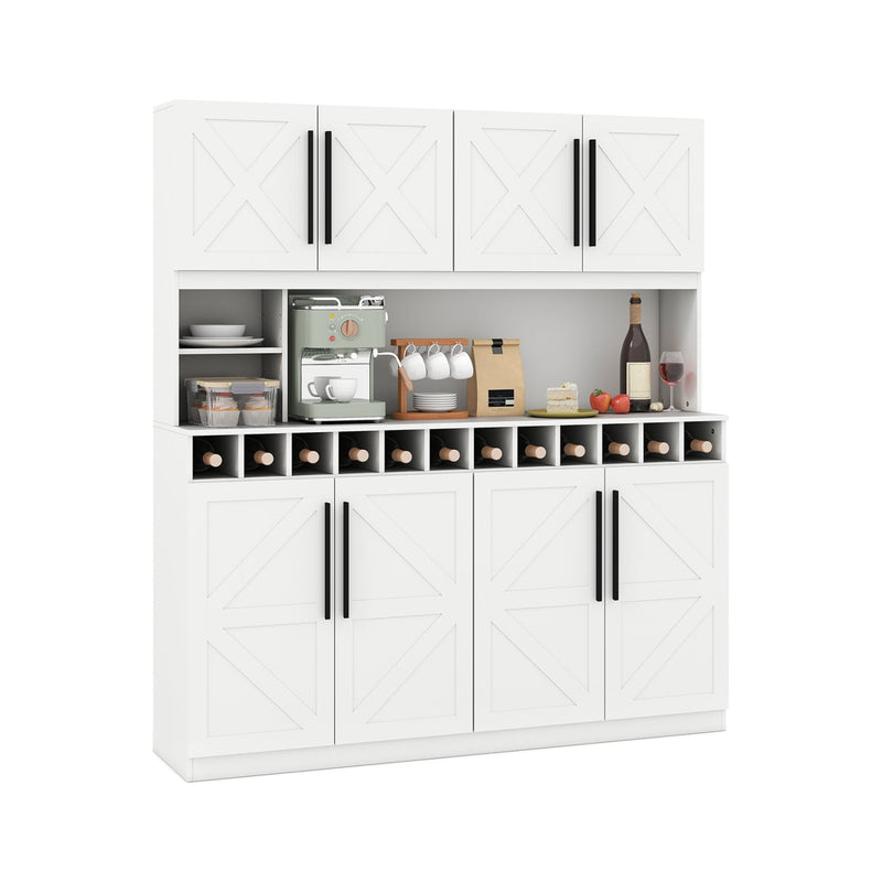 70-Inch Farmhouse Pantry Cabinet with Wine Rack