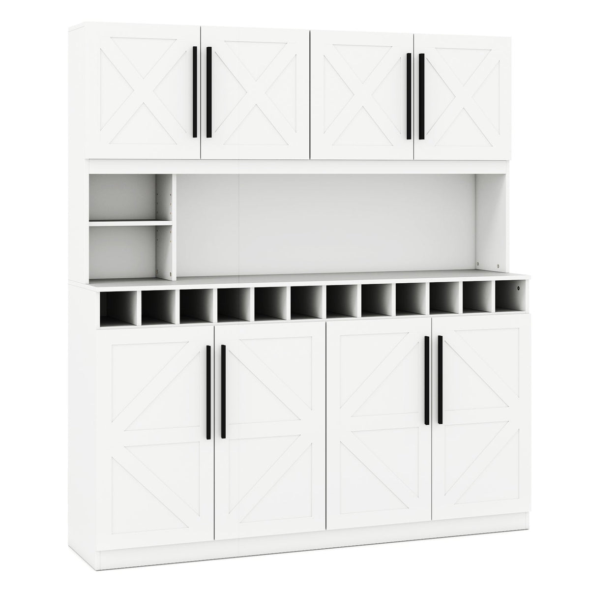 70-Inch Farmhouse Pantry Cabinet with Wine Rack