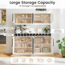 70-Inch Farmhouse Pantry Cabinet with Wine Rack