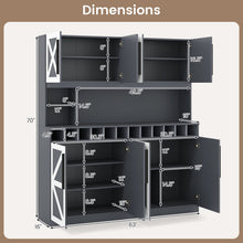 70-Inch Farmhouse Pantry Cabinet with Wine Rack