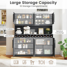 70-Inch Farmhouse Pantry Cabinet with Wine Rack