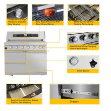 43 In. 6-Burner 85000 BTU Propane Gas Grill Island Outdoor Kitchen with Refrigerator, Sink in Silver Stainless Steel