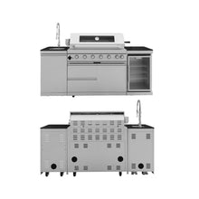 43 In. 6-Burner 85000 BTU Propane Gas Grill Island Outdoor Kitchen with Refrigerator, Sink in Silver Stainless Steel