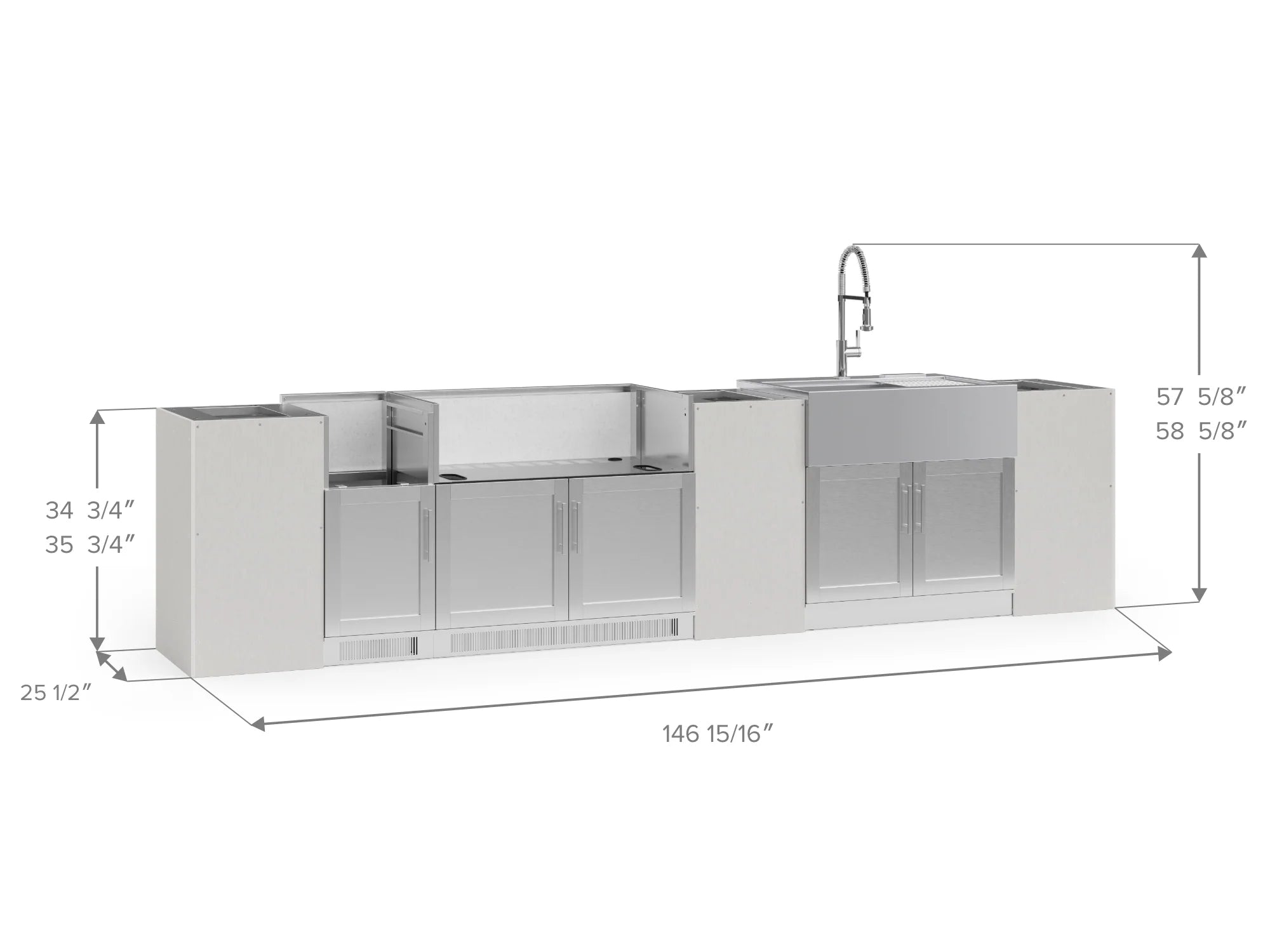 Signature Series 8PC Custom Outdoor Kitchen · 304 Stainless Steel · Shaker Door