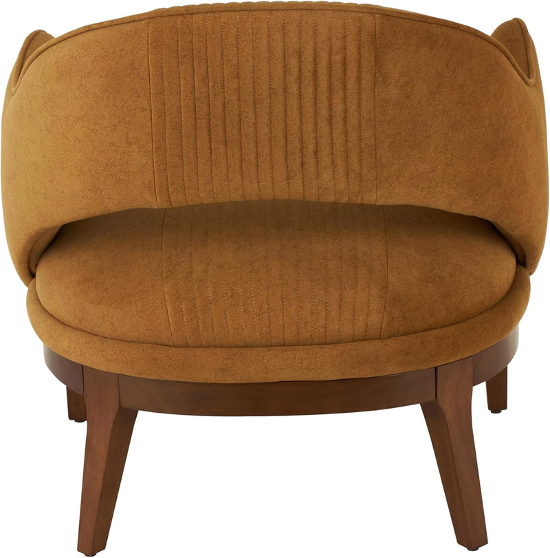 Deco 79 Polyester Living Room Accent Chair Curved Back Side Chair with Wooden Frame, Corner Chair 30" X 29" X 31", Brown