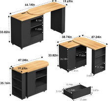 Rolling Kitchen Island with 360 Swivel Kitchen Island with Power Outlet | Rotating Kitchen Islands with Storage Cabinets Wood Kitchen Island Table for Kitchen, Bar, Dining Room