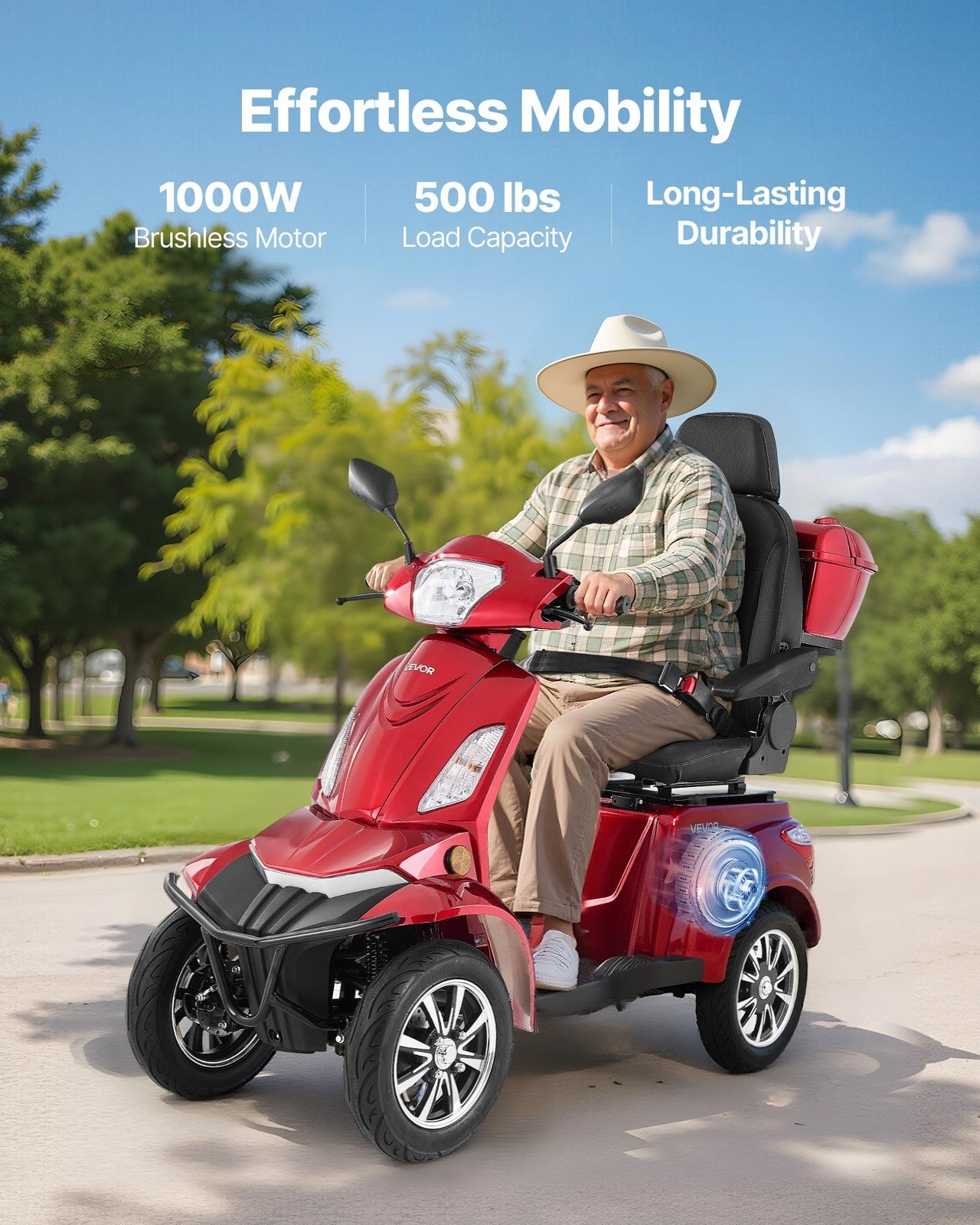 VEVOR Heavy Duty 4-Wheel Mobility Scooters 21.5 Miles 3-Speed 500Lbs Capacity