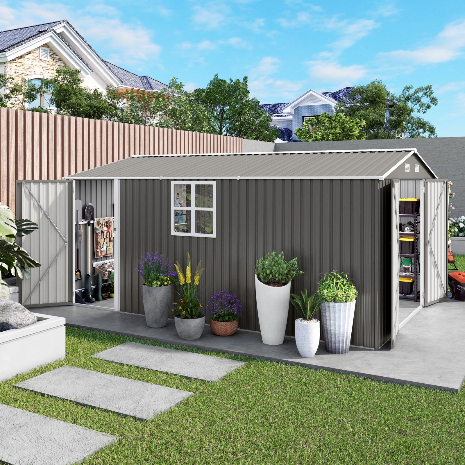 Outdoor Metal Storage Shed - 10x14 FT