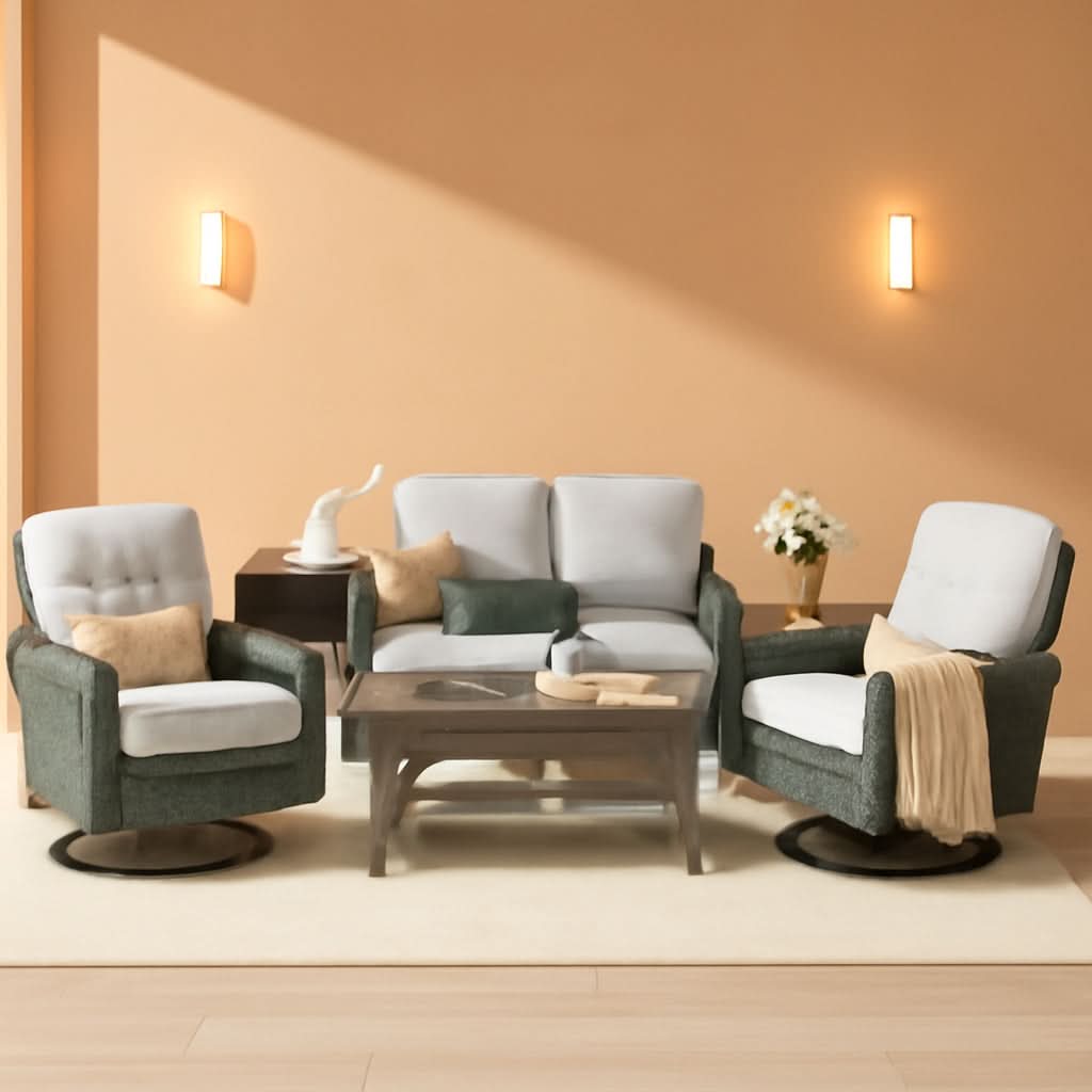 5-Piece Outdoor Patio Furniture Set with Swivel Rocker Chairs