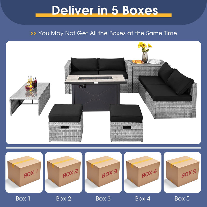 9-Piece Patio Furniture Set with 42" 60,000 BTU Fire Pit