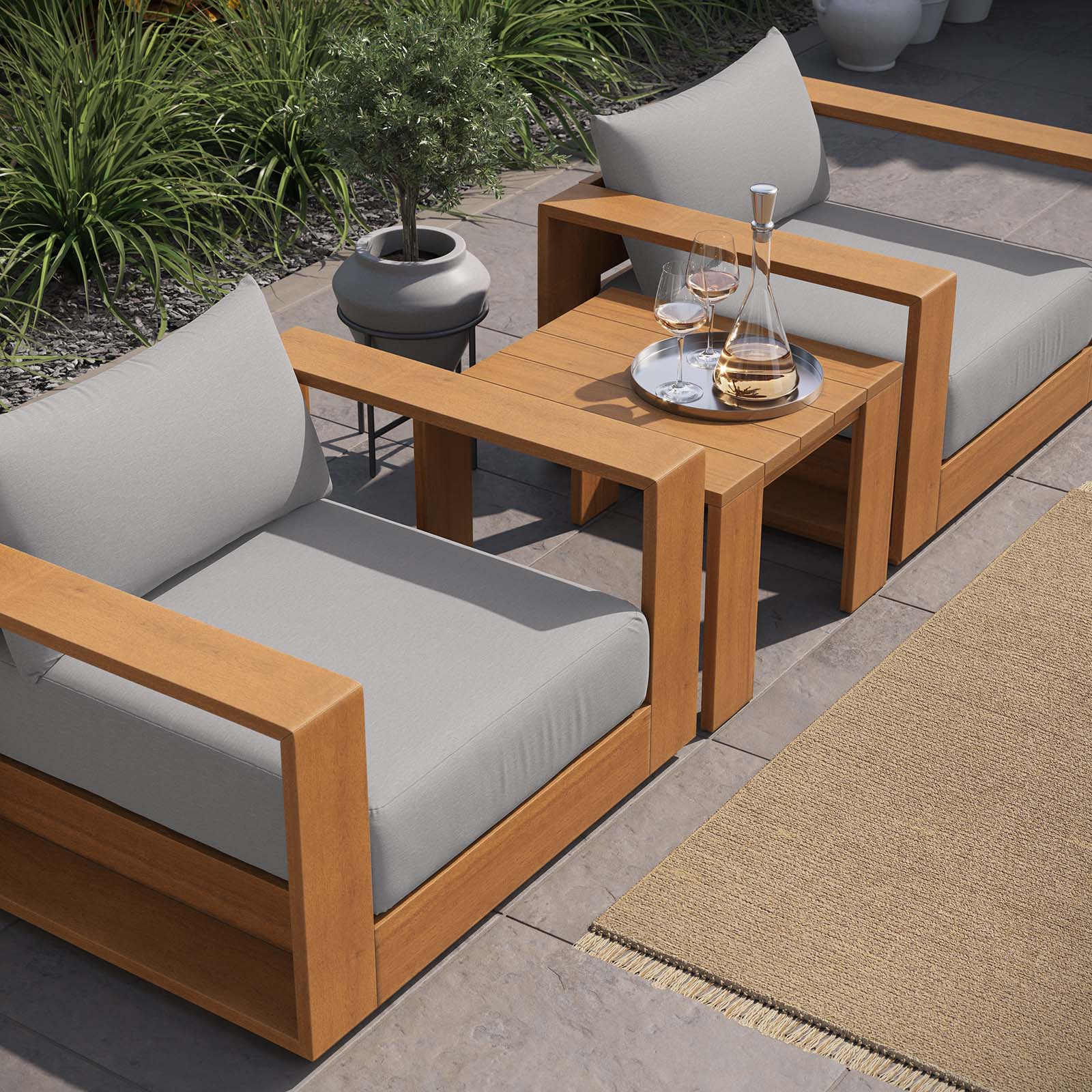 Tahoe 3-Piece Outdoor Patio Acacia Wood Furniture Set