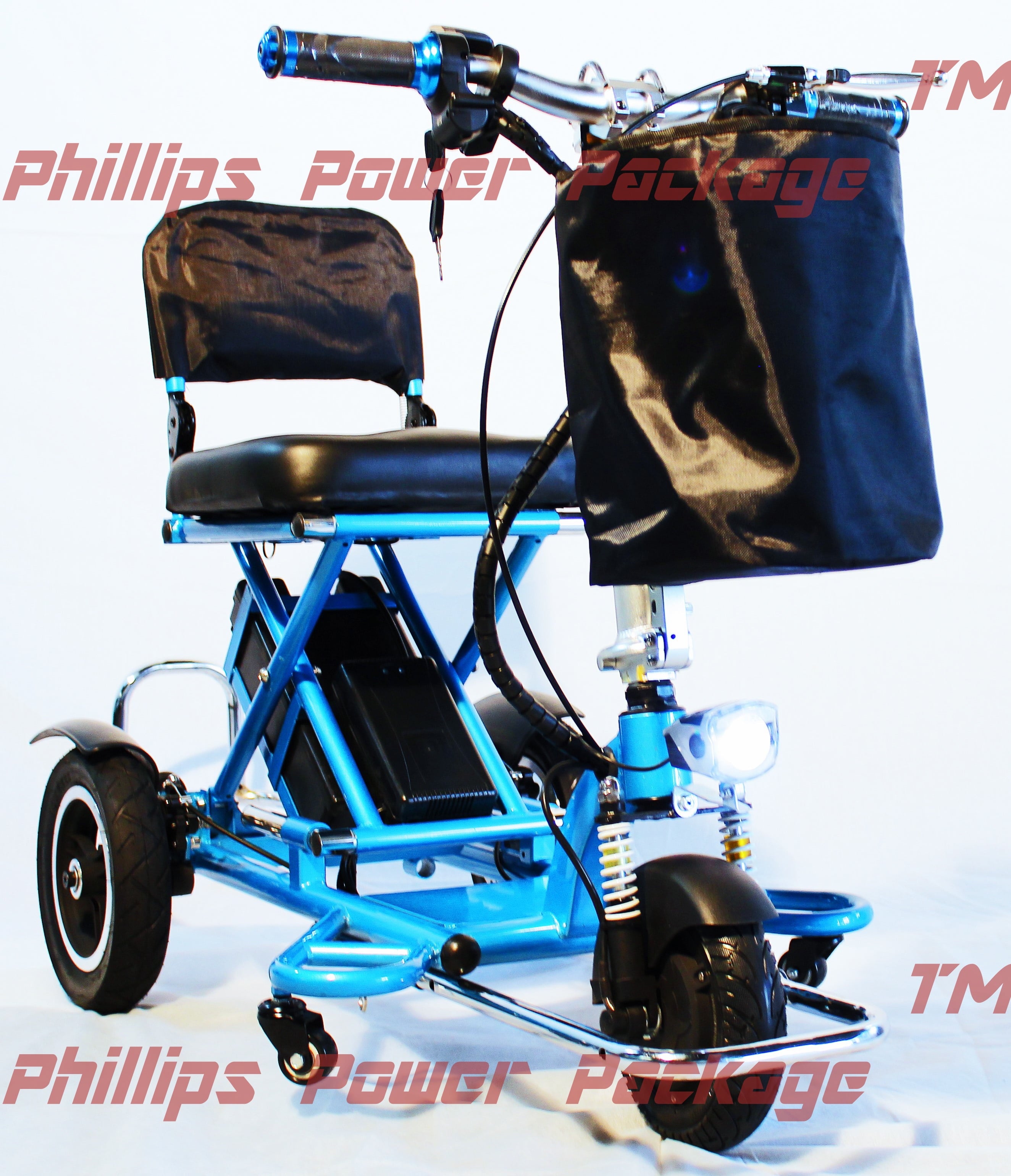 - Triaxe Sport Portable Folding Scooter - 3-Wheel - Blue -  POWER PACKAGE TM - $500 VALUE