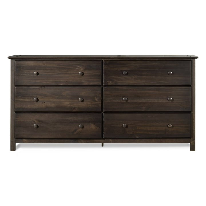 Farmhouse Solid Pine Wood 6-Drawer Dresser - Espresso