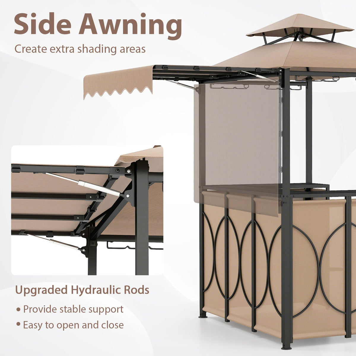 Grill Gazebo with Awning 3-Piece Outdoor BBQ Canopy