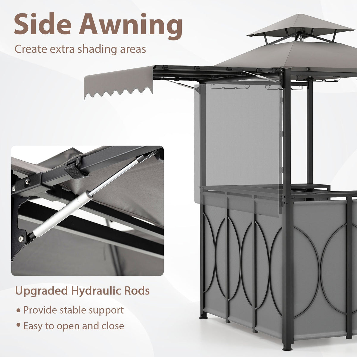 Grill Gazebo with Awning 3-Piece Outdoor BBQ Canopy