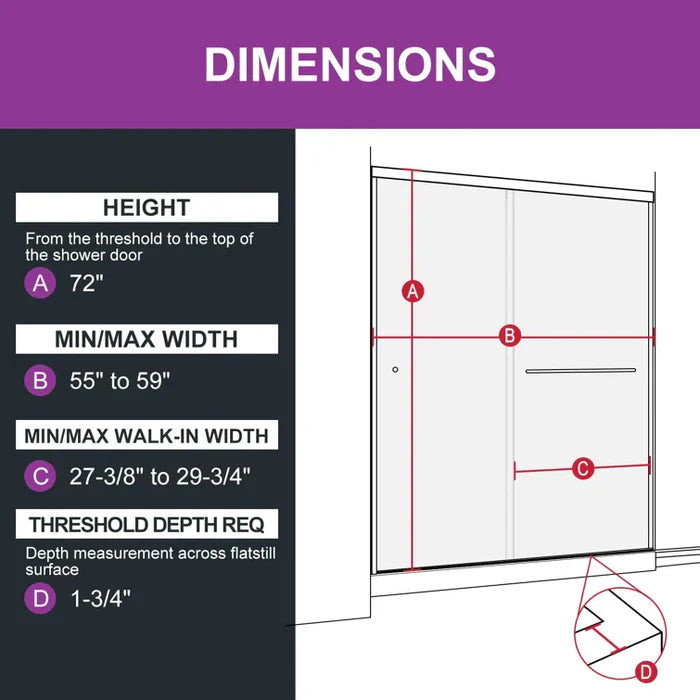 BE5972-MB Frameless Sliding Shower Door