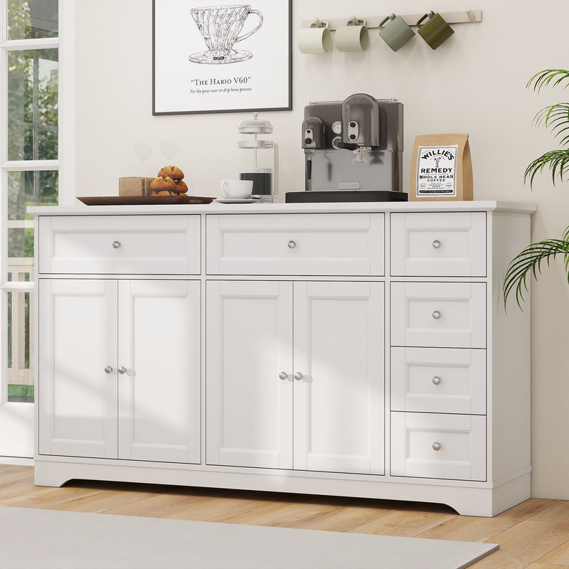 59" Buffet Sideboard with 6 Drawers & 2 Cabinets
