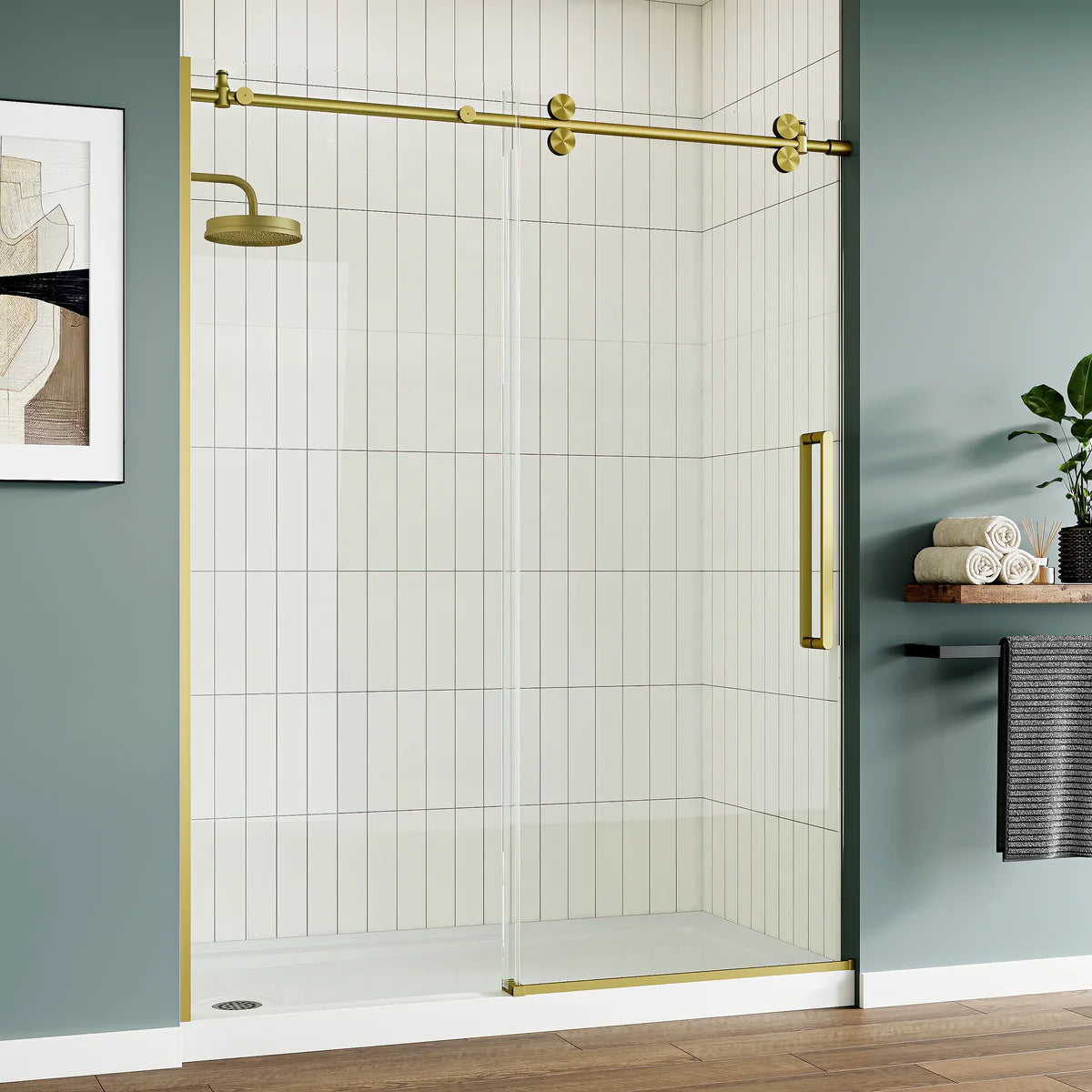 MI6076-MB Matte Black Sliding Shower Door