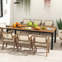 79-Inch Acacia Wood Outdoor Dining Table with Umbrella Hole