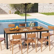 79-Inch Acacia Wood Outdoor Dining Table with Umbrella Hole