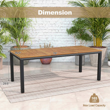 79-Inch Acacia Wood Outdoor Dining Table with Umbrella Hole